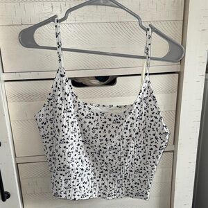 Old Navy White Camisole with Navy Floral Pattern